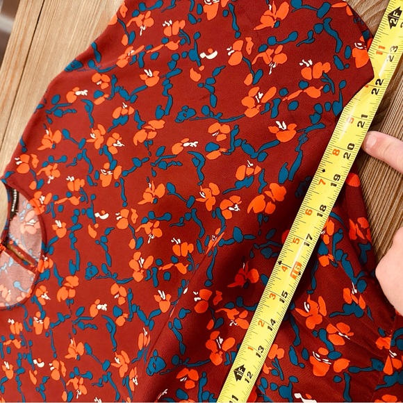 MARIMECKKO RUST RED SUMMER FALL DAY MIDI DRESS FLORAL PRINT FLOWER SUMMER XS - Picture 12 of 14